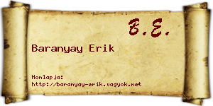 Baranyay Erik névjegykártya